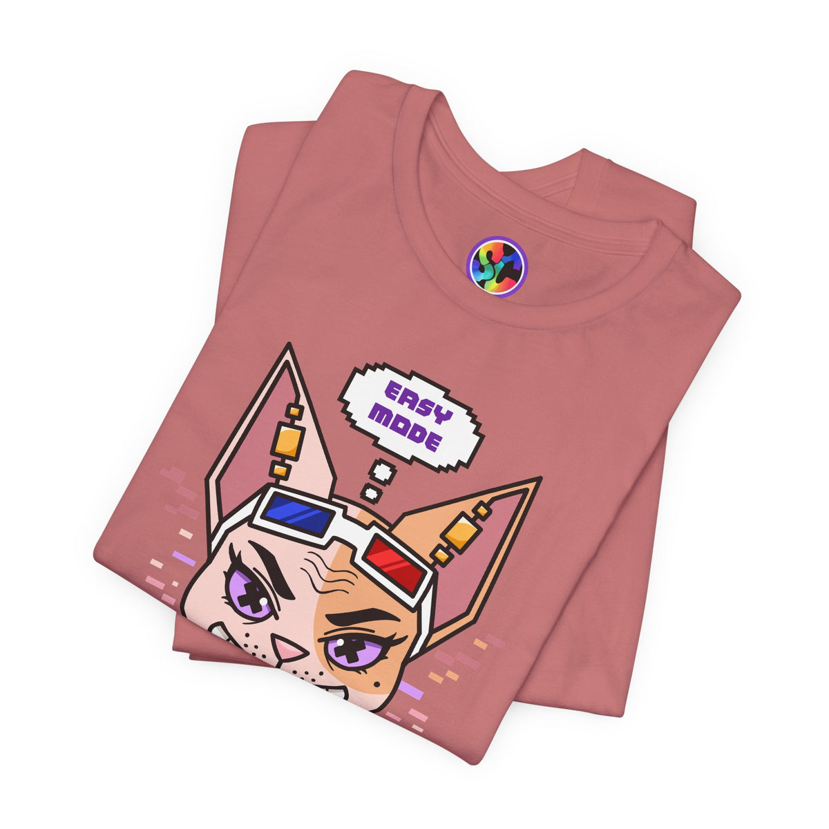 “Easy Mode” Emthirty Sphynx Cat Gaming Graphic T-Shirt