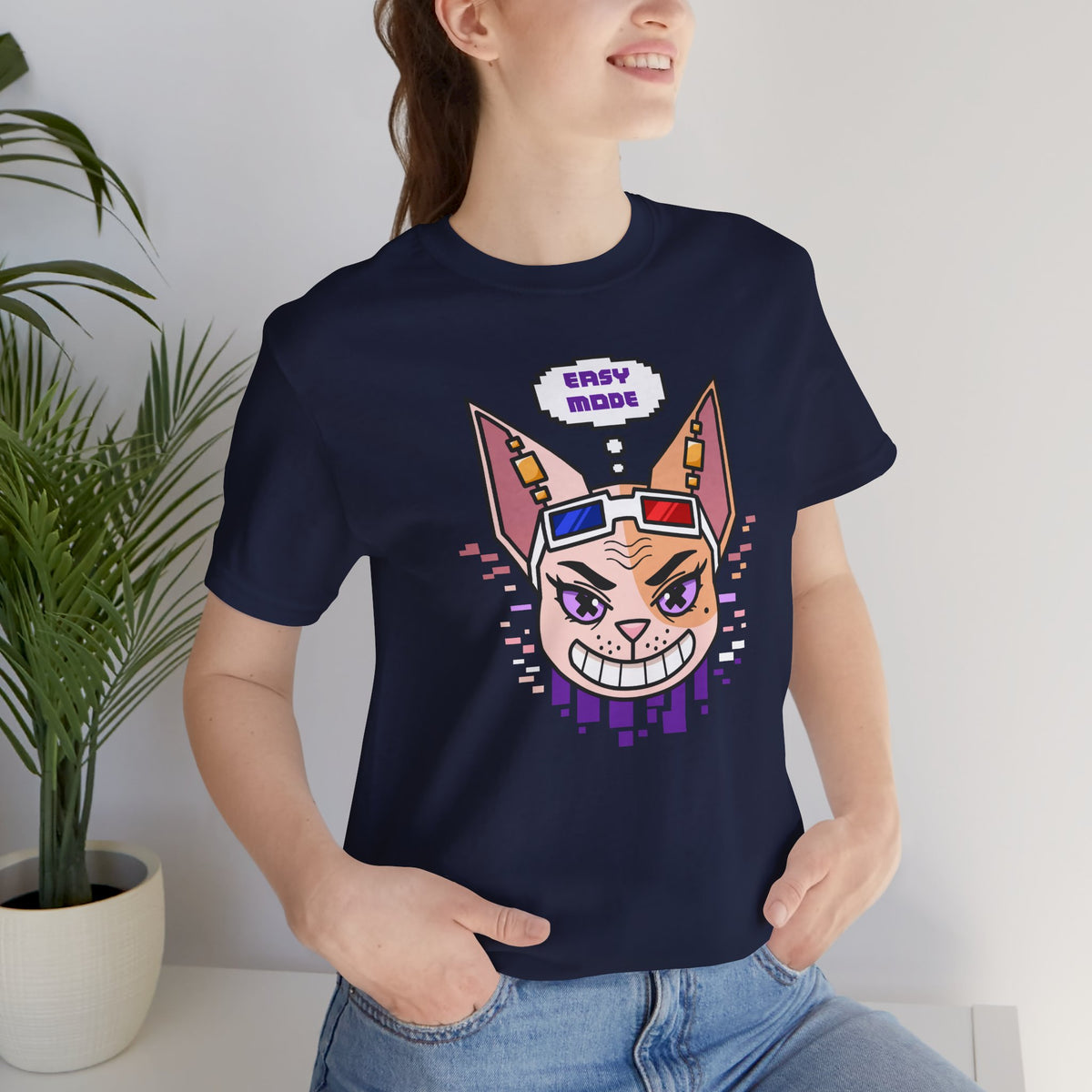“Easy Mode” Emthirty Sphynx Cat Gaming Graphic T-Shirt