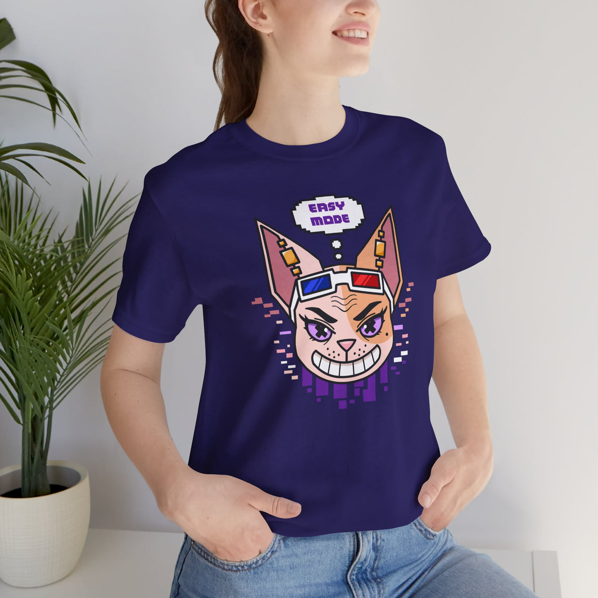 Emthirty “Easy Mode”  Sphynx Cat Gaming Graphic T-Shirt Alternate Colors