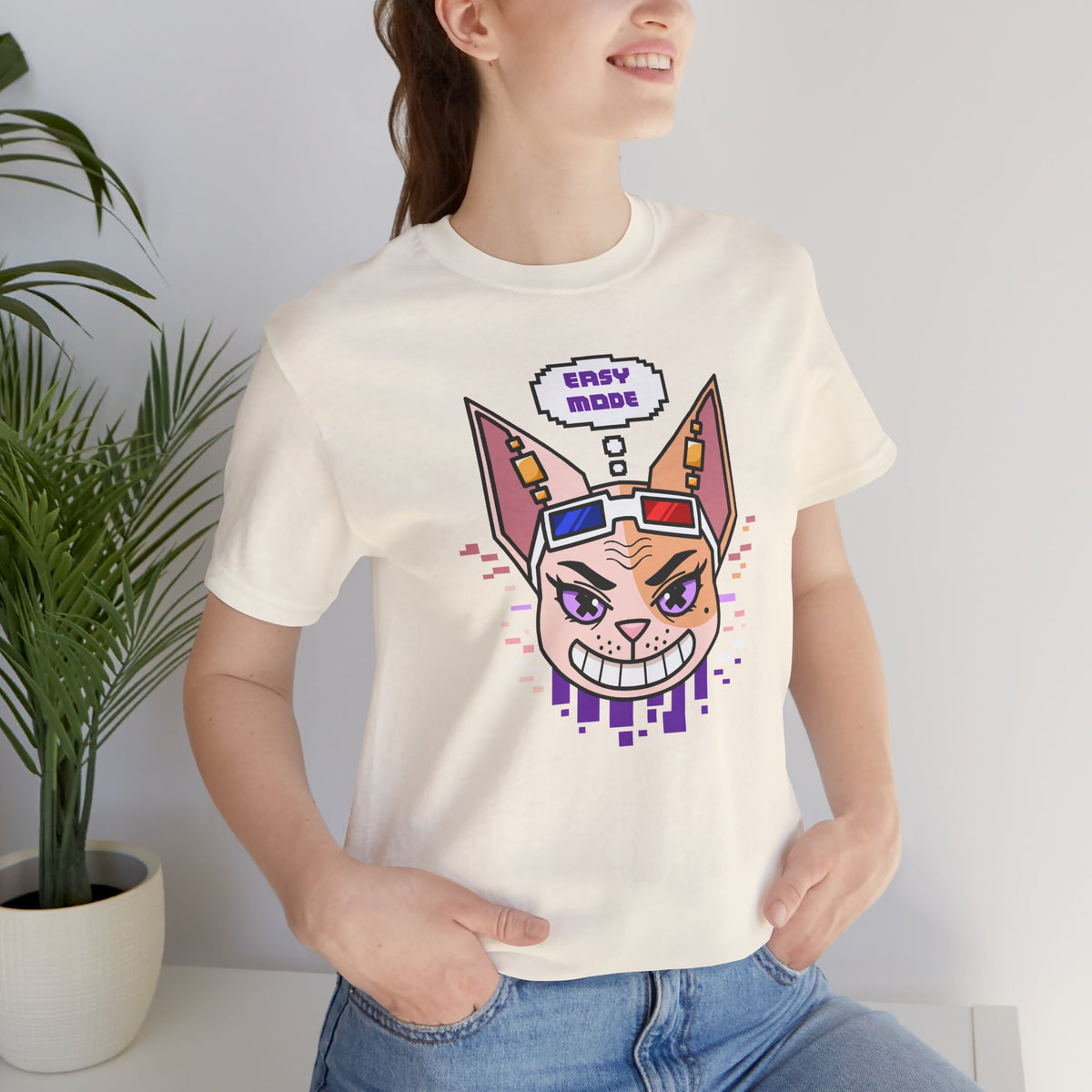 “Easy Mode” Emthirty Sphynx Cat Gaming Graphic T-Shirt