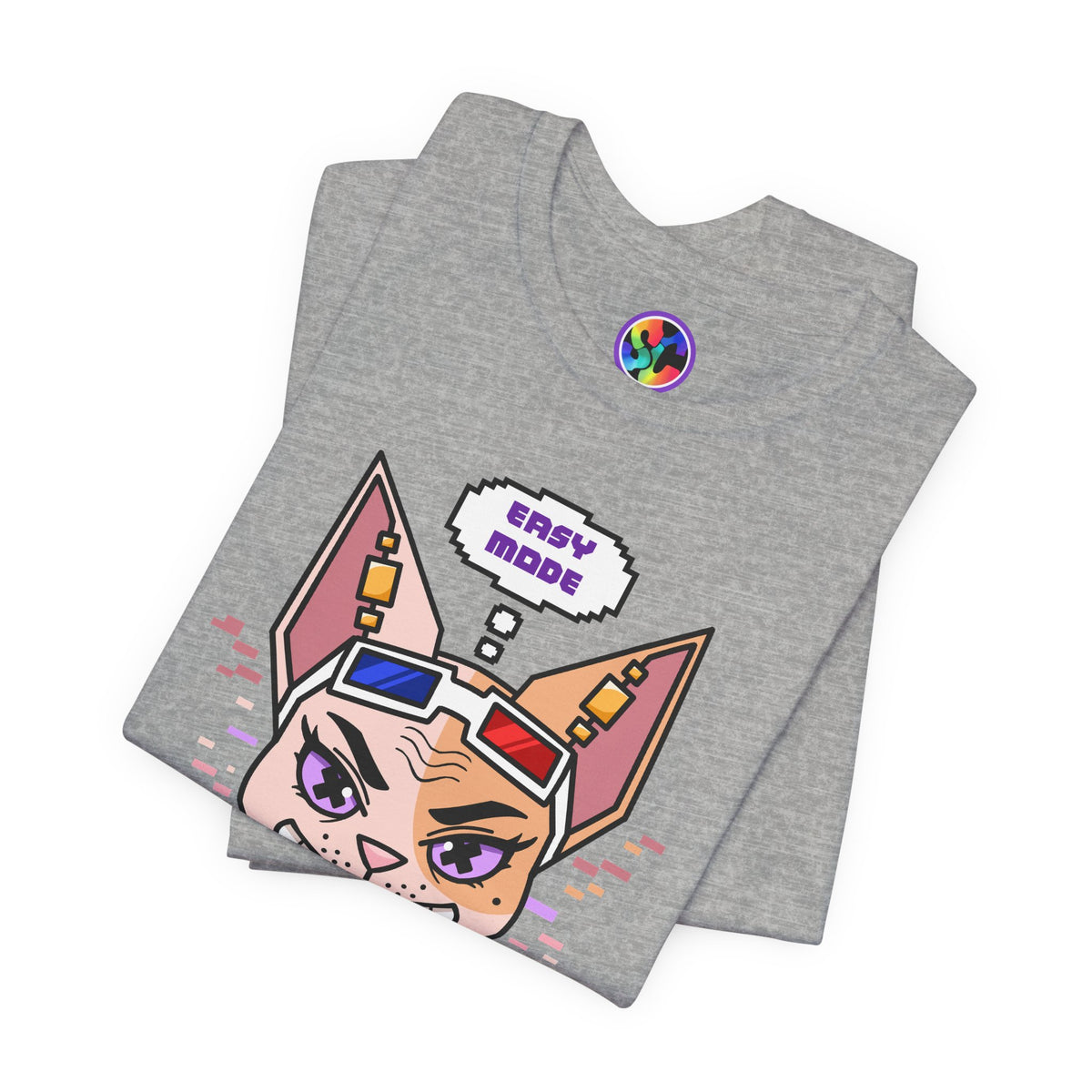 “Easy Mode” Emthirty Sphynx Cat Gaming Graphic T-Shirt