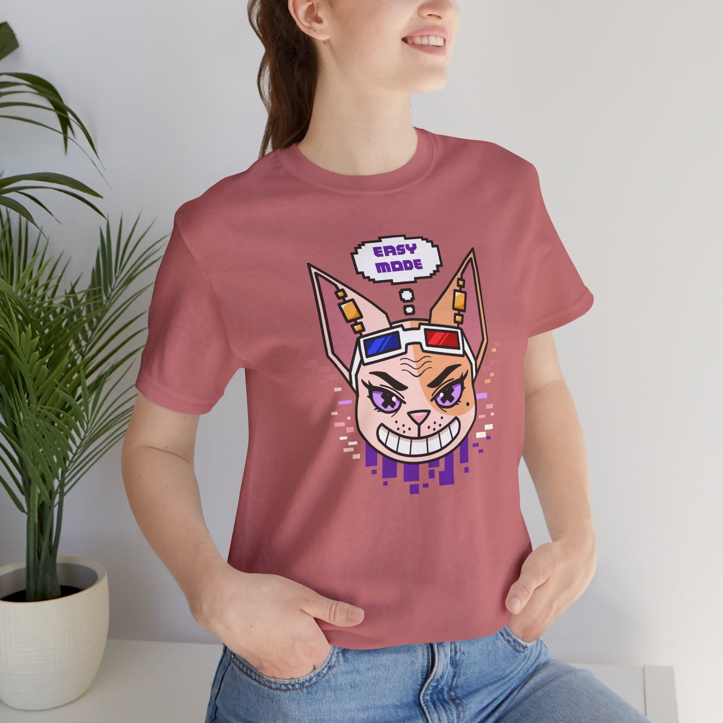 “Easy Mode” Emthirty Sphynx Cat Gaming Graphic T-Shirt