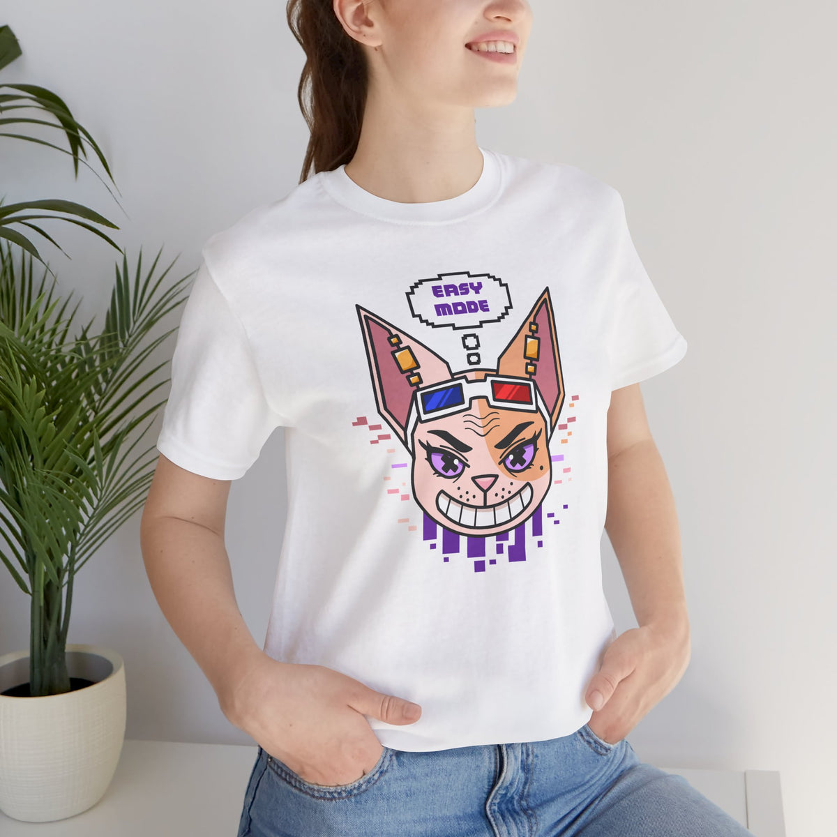 “Easy Mode” Emthirty Sphynx Cat Gaming Graphic T-Shirt