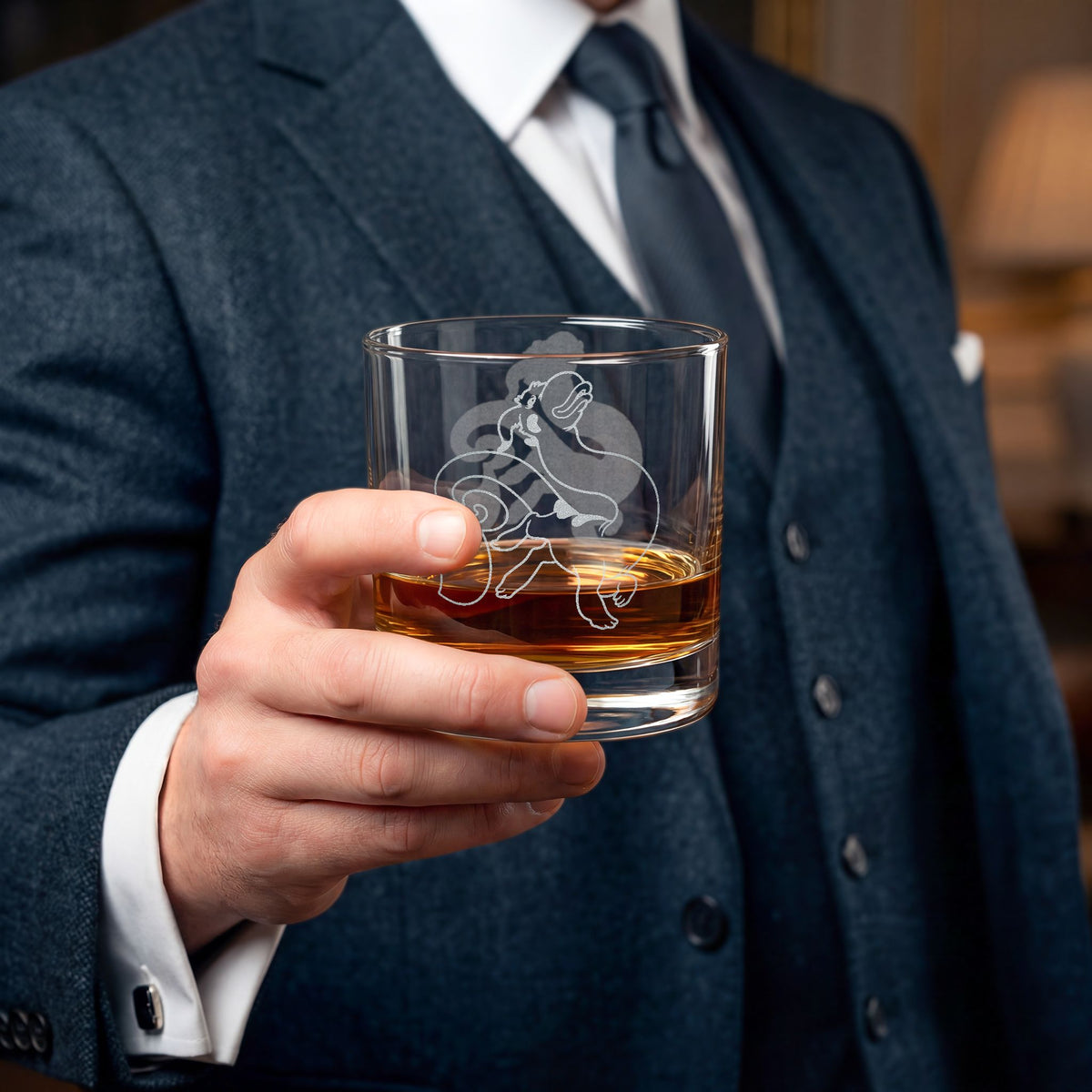 WiredTangent Dinochu Engraved Whiskey Glass 10.5oz