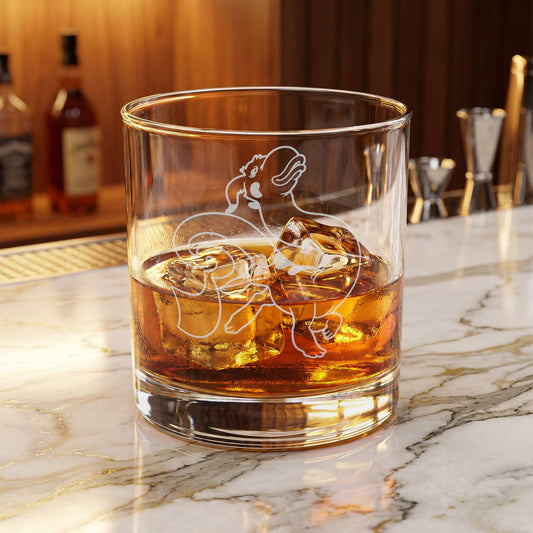 WiredTangenT Pepesaur Engraved Whiskey Glass 10.5oz