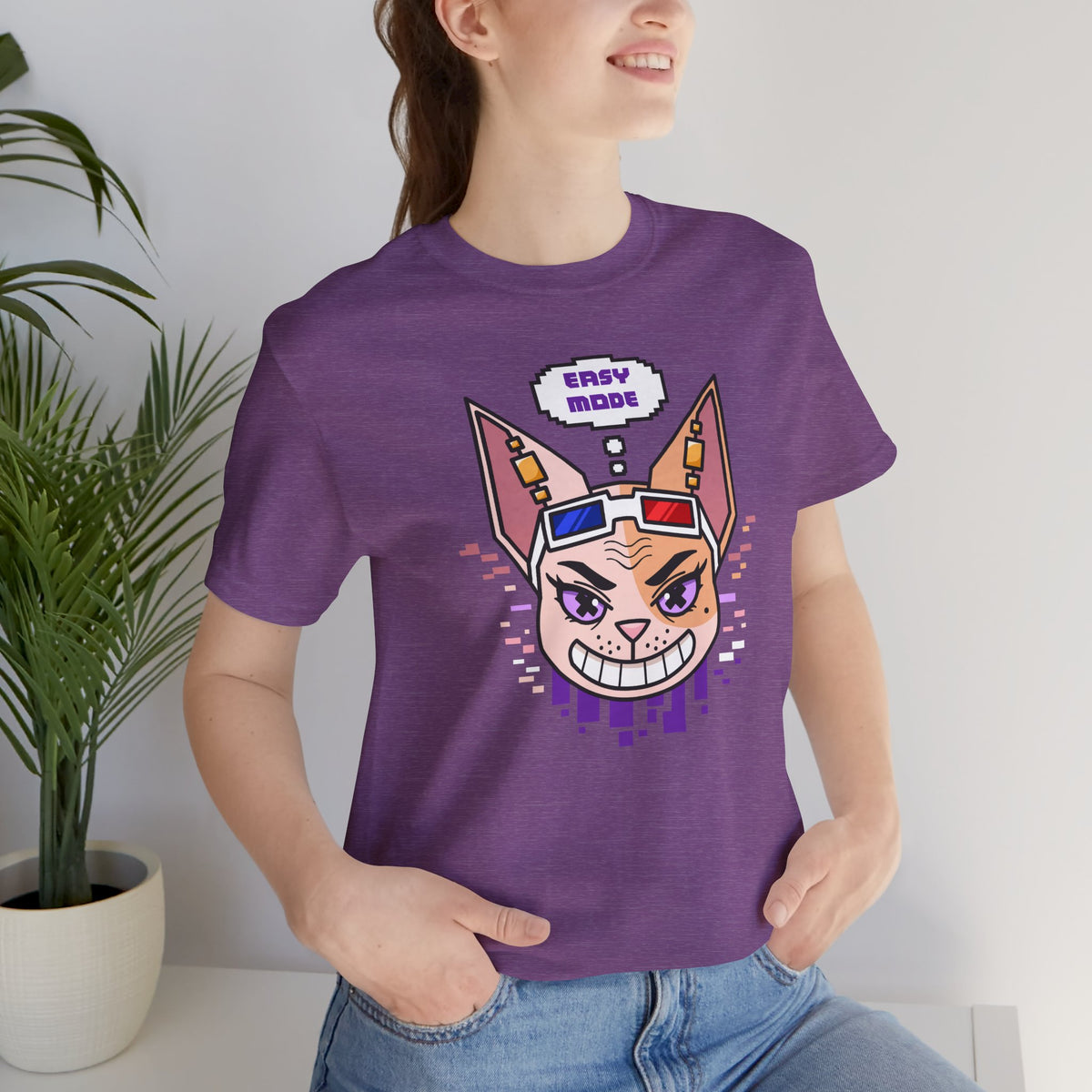 Emthirty “Easy Mode”  Sphynx Cat Gaming Graphic T-Shirt Alternate Colors