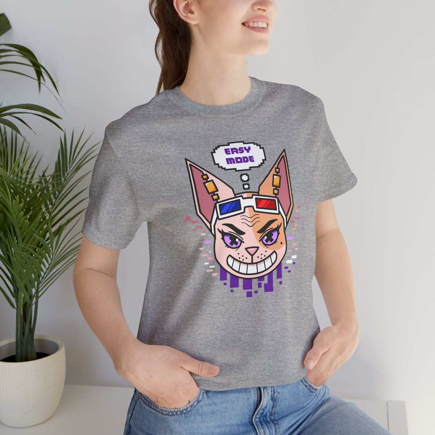“Easy Mode” Emthirty Sphynx Cat Gaming Graphic T-Shirt
